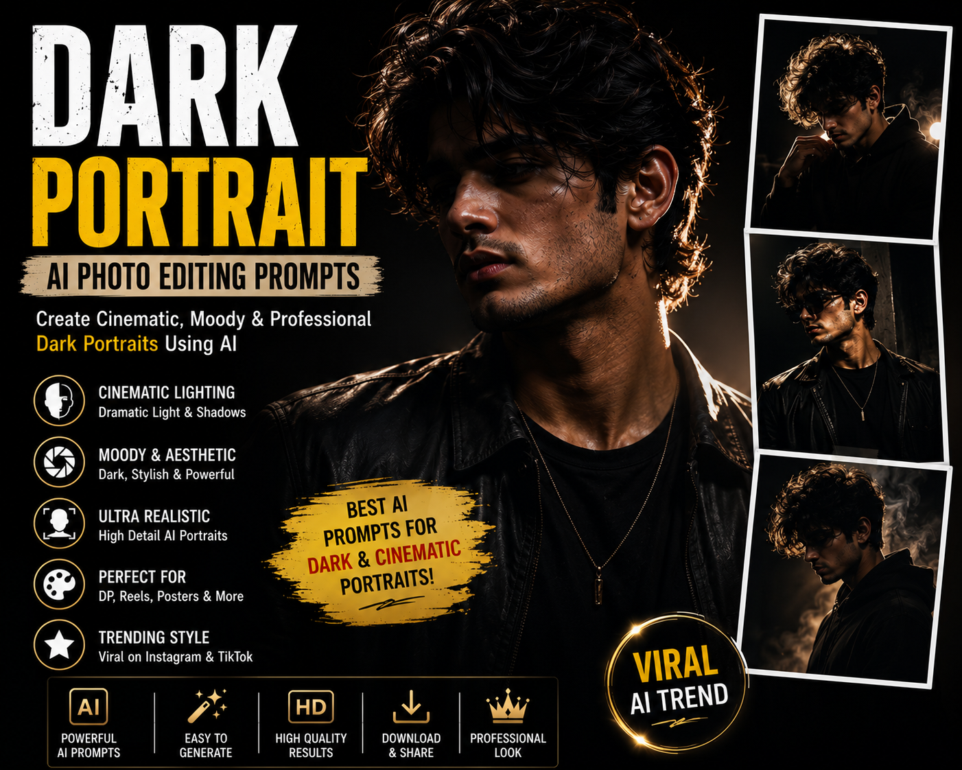 Dark Portrait AI Photo Editing Prompts