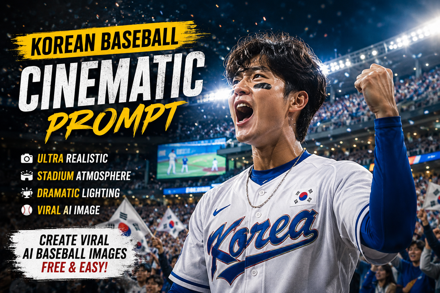 Korean Baseball Cinematic Prompt