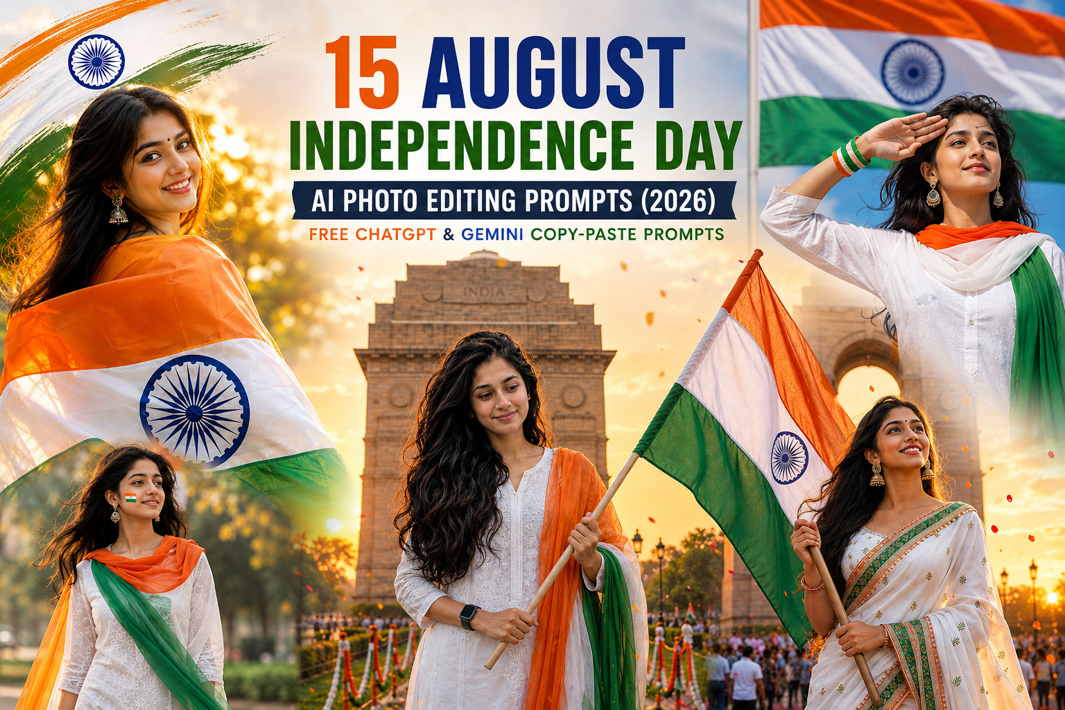15 August Independence Day AI Photo Editing Prompts (2026) – Free ChatGPT & Gemini Copy-Paste Prompts
