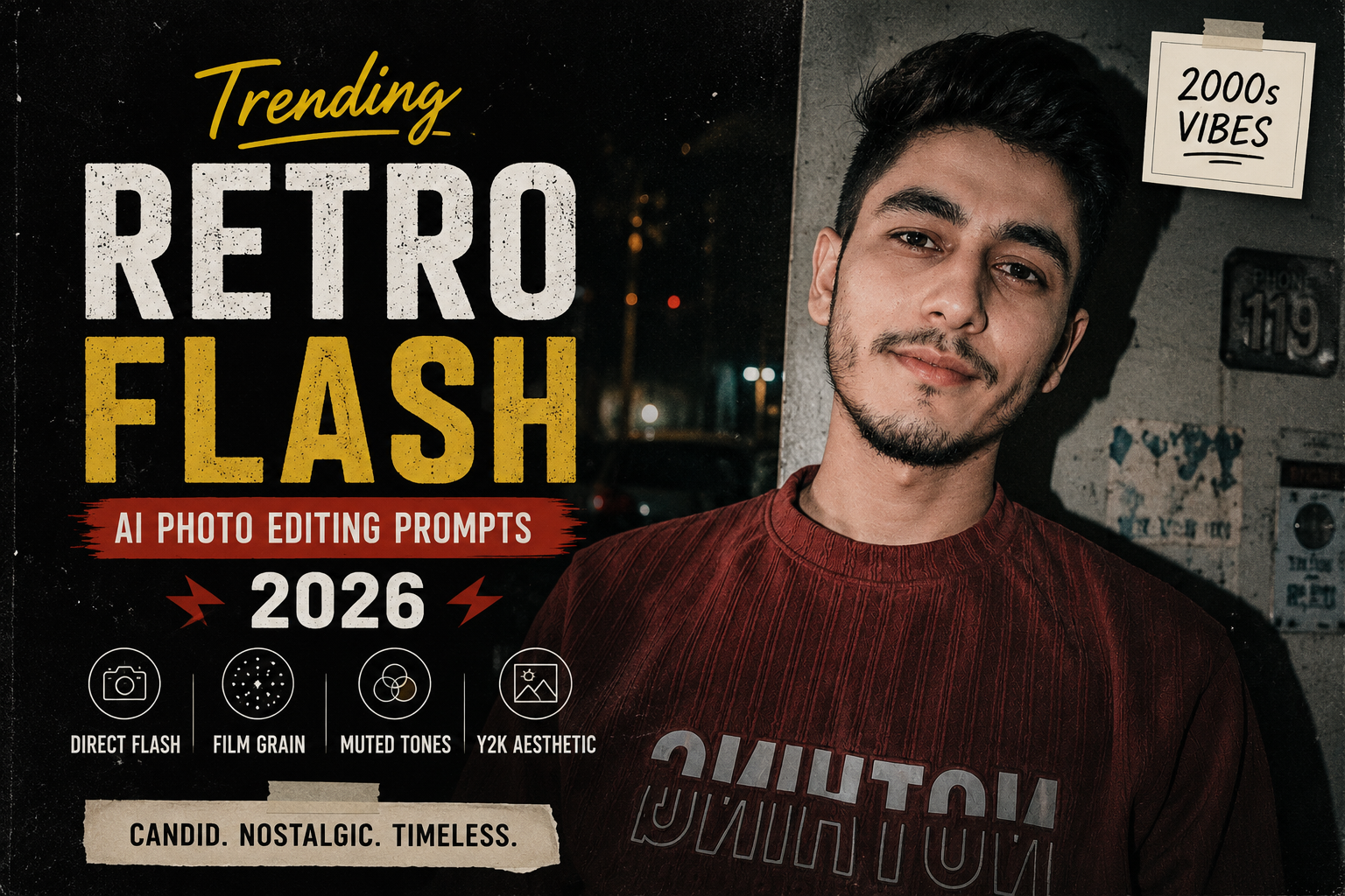 Retro Flash AI Photo Editing Prompts 2026