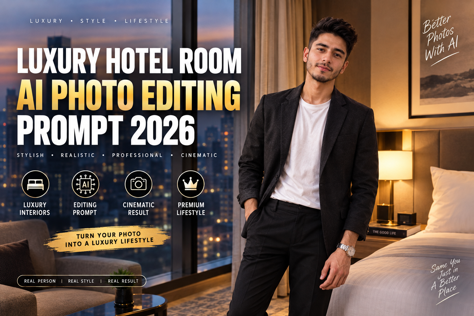 Luxury Hotel Room AI Photo Editing Prompt