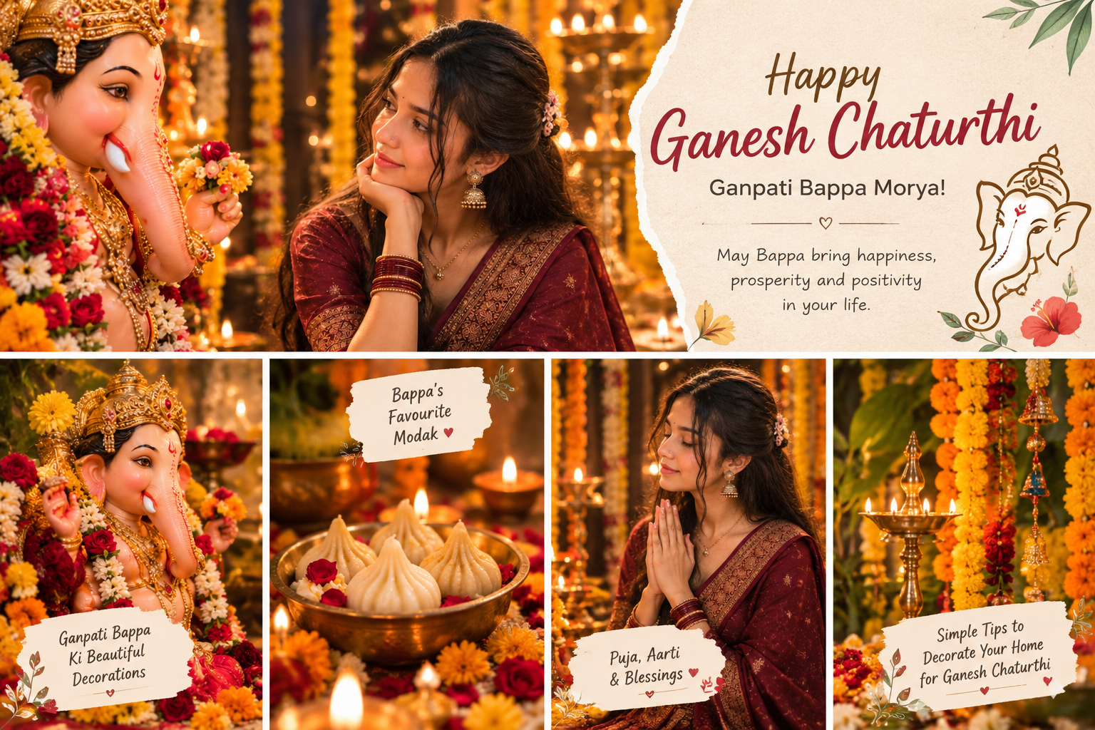🌺 Happy Ganesh Chaturthi 2026: Ganpati Bappa Wishes Celebration Ideas & AI Photo Prompts for Girls