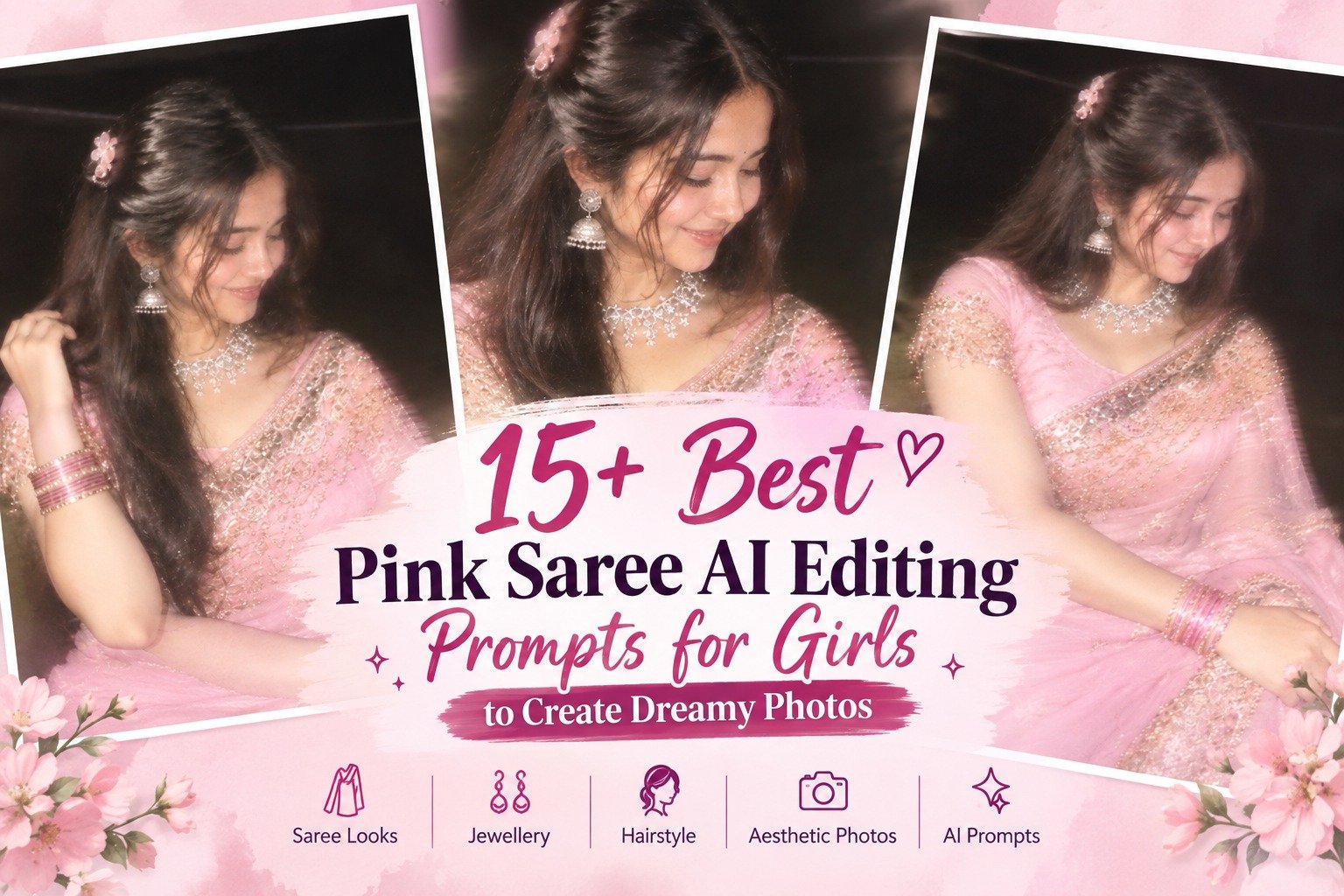 15+ Best Pink Saree AI Editing Prompts for Girls to Create Dreamy Photos 2026