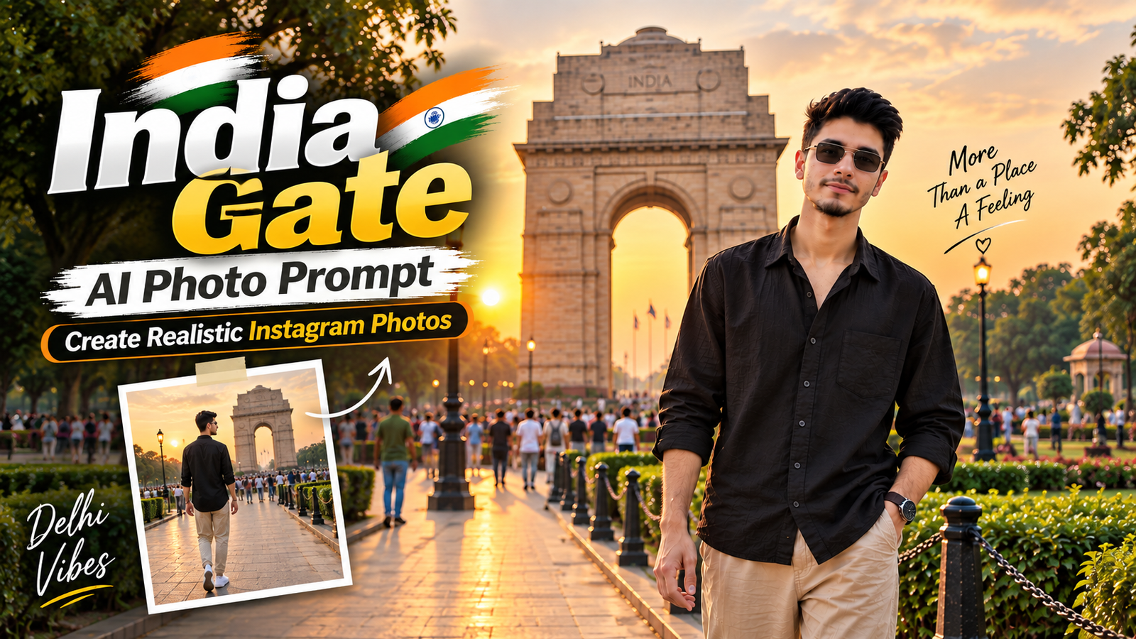 India Gate AI Photo Prompt: Create Realistic Cinematic Instagram Photos