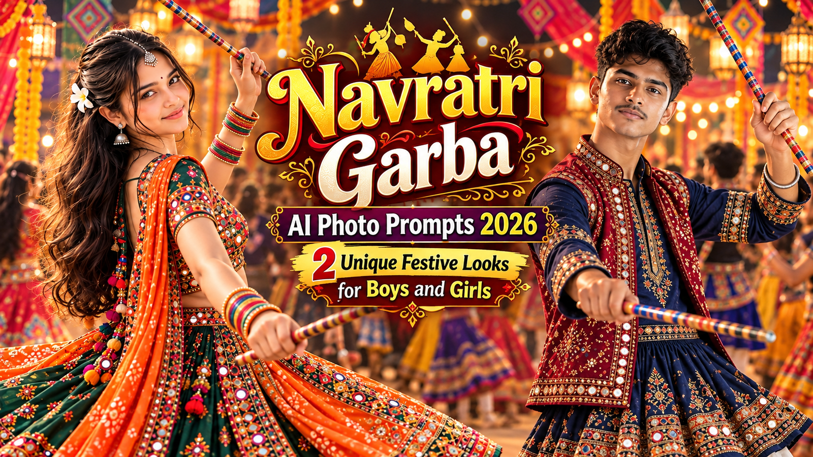 Navratri Garba AI Photo Prompts 2026: 2 Unique Festive Looks for Boys and Girls